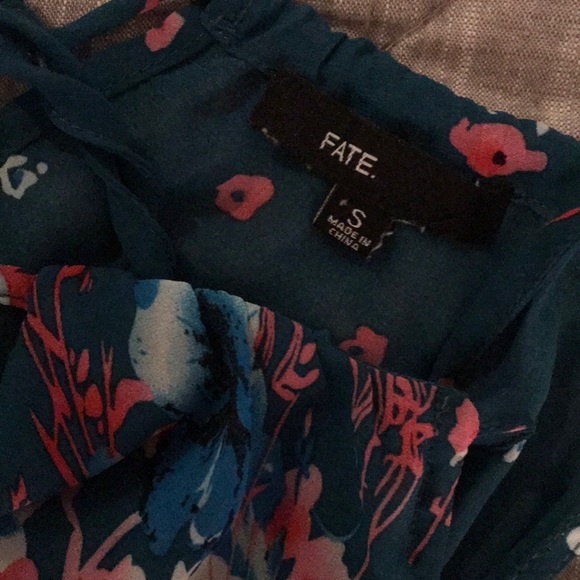 Fate Teal/Floral Chiffon Halter Maxi, Small - Picture 8 of 8